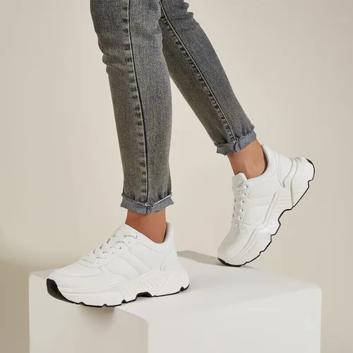 Vista 7 de BELOS Zapatos deportivos gruesos de plataforma para mujer, zapatos deportivos de moda, casuales, con cordones, cómodos, ligeros, para caminar
