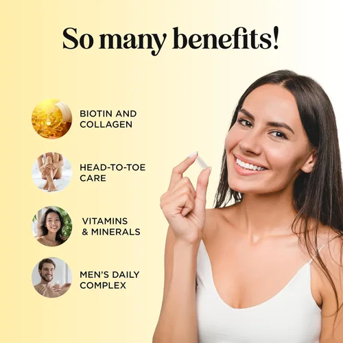 Vista 3 de Biotin 10000mcg y suplemento de colágeno – Suplemento para el crecimiento del cabello con palma enana americana para mujeres y hombres – Cola