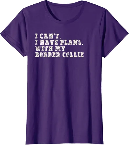 Vista 9 de Camiseta divertida con texto en inglés "I Can't I Have Plans With My Border Collie", Negro