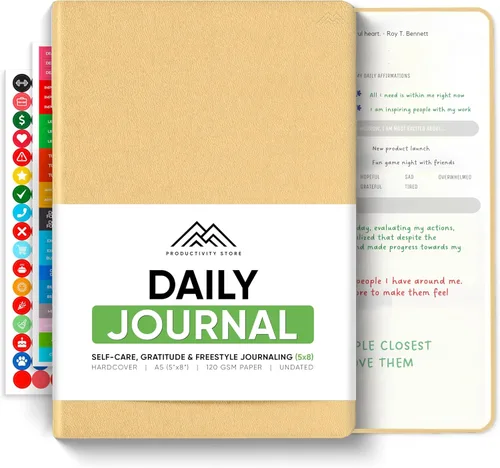 Vista 11 de El mejor diario diario para hombres y mujeres, gratitud, manifestación y diario guiado con indicaciones para el crecimiento personal (A5, azul)