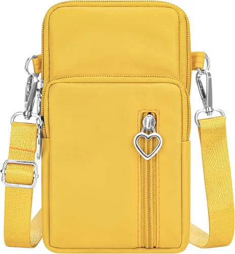 Vista 26 de YINHEXI Bolsos cruzados pequeños para mujer, a la moda, mini compartimento triple para teléfono celular, monederos cruzados Negro
