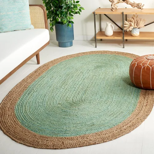 Vista 30 de SAFAVIEH Natural Fiber Collection - Alfombra ovalada, 2 pies 6 pulgadas x 4 pies, ovalada, azul aguamarina y marrón natural, yute hecho a mano