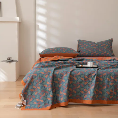 Vista 10 de Manta de 100% Algodón Muslin Jacquard con Estampado Floral Bohemio Mandala, Manta Suave para Cama 3 Capas Reversible Cubrecama Transpirable y Ligera