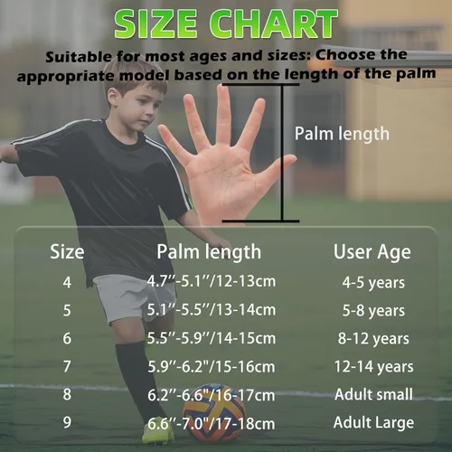 Vista 37 de Guantes de portero de fútbol para jóvenes y niños, guantes de portero con palmas de súper agarre, guantes de fútbol antideslizantes, protección