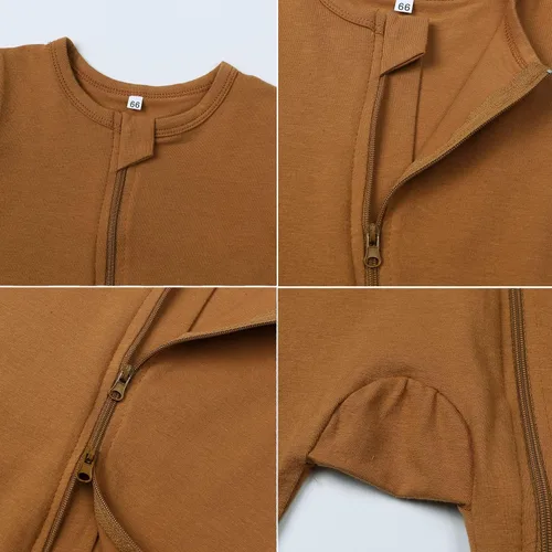 Vista 3 de BeiVSlley Paquete de 2 mamelucos de verano de manga corta para bebé, de algodón, con cremallera frontal, ropa para bebés y niños pequeños