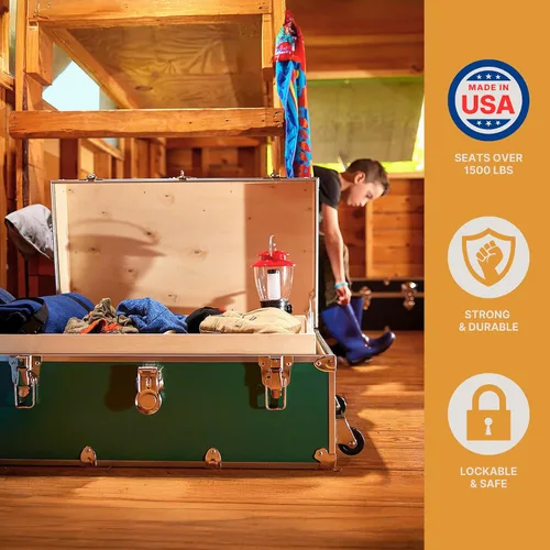 Vista 6 de Rhino Trunk & Case Maletero grande con ruedas extraíbles y bandeja de madera dura, camarero de campamento de verano, baúl universitario, baúl