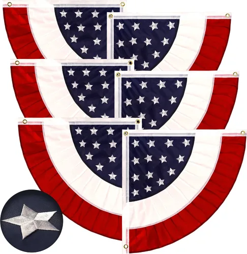 Vista 14 de G128 Bandera de abanico plisada de Estados Unidos, estrella de 1.5 x 1.5 pies, círculo central, decoración patriótica del 4 de julio, estrellas