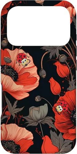Vista 30 de Poppy Flower Ladybug Red & Black Pattern Case for iPhone 17