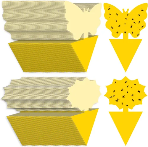 Vista 11 de Landisun Trampas para moscas de fruta, 48 unidades, trampas para mosquitos de hongos para interiores y exteriores, trampas adhesivas para moscas