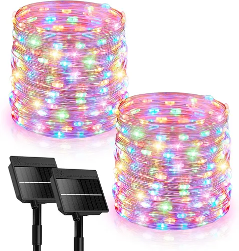 Vista 9 de Minetom - Guirnalda de luces solares, 2 unidades en total de 66 pies, 200 luces LED solares
