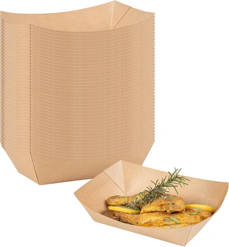 Vista 26 de Restaurantware -Bio Tek - Bandejas de alimentos de 2 onzas, 400 bandejas de papel desechables para alimentos, resistentes, a prueba de grasa, botes