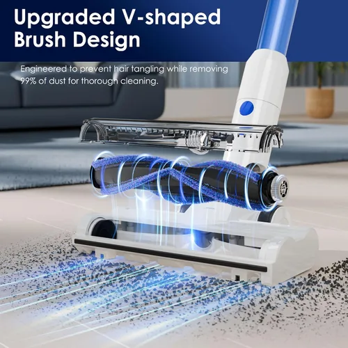 Vista 3 de Aspiradora inalámbrica con autoportante, aspiradora de palo de 45 KPA, motor sin escobillas de 88,000 RPM y pantalla LED, antienredos, aspiradoras
