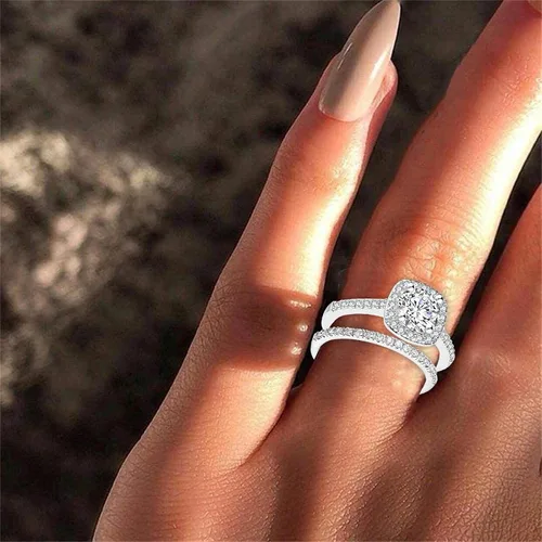 Vista 5 de Clearance Hollow Carving Diamond RingsWomen Fashion Luxury Zircon Rings Engagement Wedding Rings Jewelry Gift by ZYooh