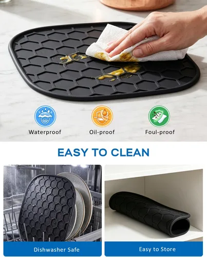 Vista 5 de Alfombrilla de silicona para freidora de aire compatible con freidora de aire Cuisinart AFC-4, protector de encimera y barrera de calor con textura