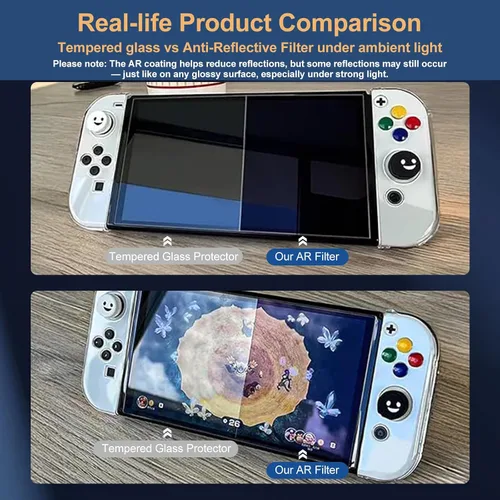 Vista 3 de Paquete de 2 protectores de pantalla antirreflectantes para Nintendo Switch 2 [7.9 pulgadas], ultra transparente, bloqueo de luz azul, resistente a
