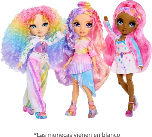 Vista 7 de Muñeca de moda DIY con aerógrafo Rainbow High y crea con kit de marcadores de aerógrafo, marcadores lavables arcoíris, cabello largo, ojos grises