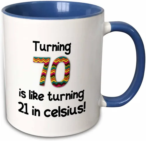 Vista 9 de 3dRose 70 is Like Turning 21 in Celsius-Humorous - Taza de dos tonos, 11 onzas, color negro