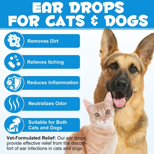 Vista 5 de Gotas para los oídos para perros y gatos - 1% de hidrocortisona, alivio de picazón en los oídos, suministros para el cuidado de los oídos