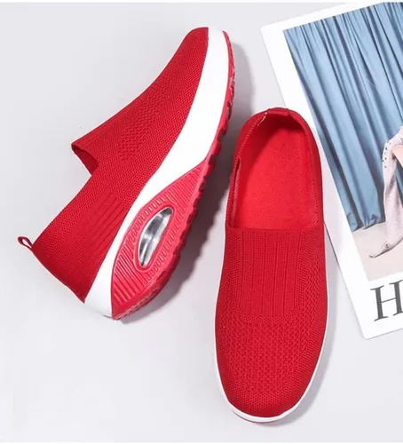 Vista 6 de RiceelSor Zapatos ortopédicos de malla para caminar con amortiguación de aire para mujer, zapatos casuales de plataforma sin cordones, zapatos