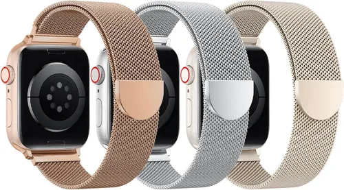 Vista 13 de BELONGME Paquete de 3 correas de malla en bucle compatibles con Apple Watch para mujeres y hombres 40mm 41mm 38mm 42mm 44mm 45mm 49mm 46mm Series 11