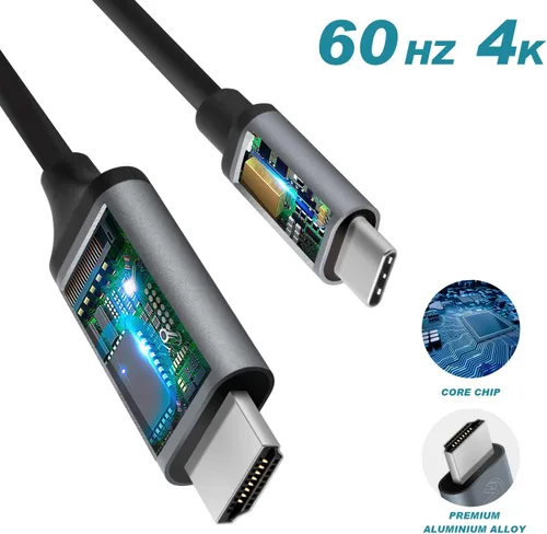 Vista 2 de Cable USB C a HDMI para iPhone 15 Pro/Max 4K, S24/S23/S22/S21/Note 20 a Cable HDMI, Cable Adaptador USB C a HDMI para Samsung Galaxy, MacBook