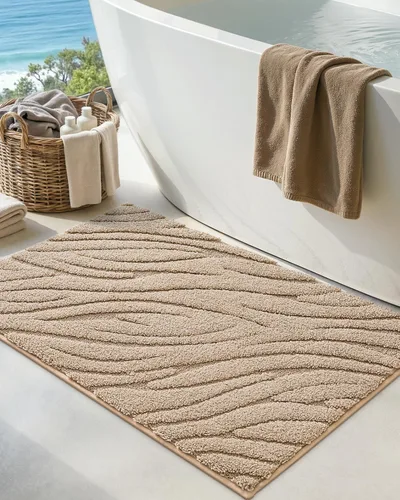 Vista 19 de DEXI - Alfombras de baño de 16"x24", alfombras antideslizantes para el suelo del baño, alfombra de baño ultrasuave y absorbente para la ducha, Beige