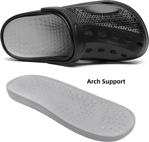 Vista 2 de SOSOWHLTE Zuecos con soporte de arco para hombre y mujer, zapatos de jardín, pantuflas de playa para exteriores con plantilla acolchada extraíble