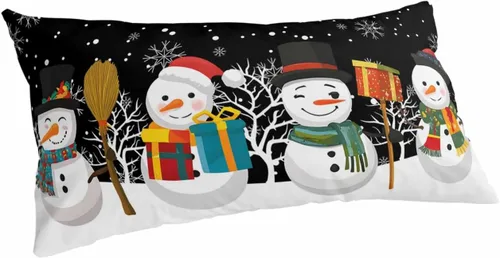 Vista 11 de Fundas de almohada de tamaño estándar de muñeco de nieve negro, paquete de 2 fundas de almohada suaves decorativas para sofá de cuerpo largo