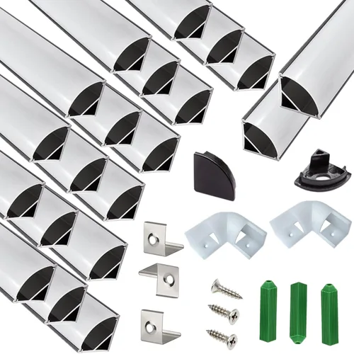 Vista 13 de THMOOTHER Tira LED con forma de V de 3.28 pies, resistente a los rayos UV, difusor de canal negro, paquete de 6 perfiles de aluminio con cubierta