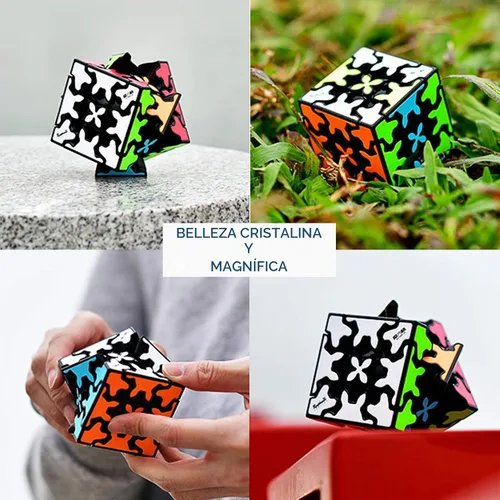 Vista 3 de Cubo de engranajes 3x3 con estructura de engranajes tridimensional, diseño de azulejos incrustados, cubo mágico 3x3x3, rompecabezas y juguetes