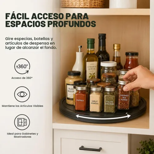 Vista 6 de Tocadiscos Lazy Susan de 16 pulgadas, rodamientos giratorios de bolas de acero resistentes - Soporte de base plana