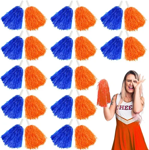 Vista 15 de Lovecheer 24 pompones de plástico de animadora con asa para animadoras deportivas y bailar