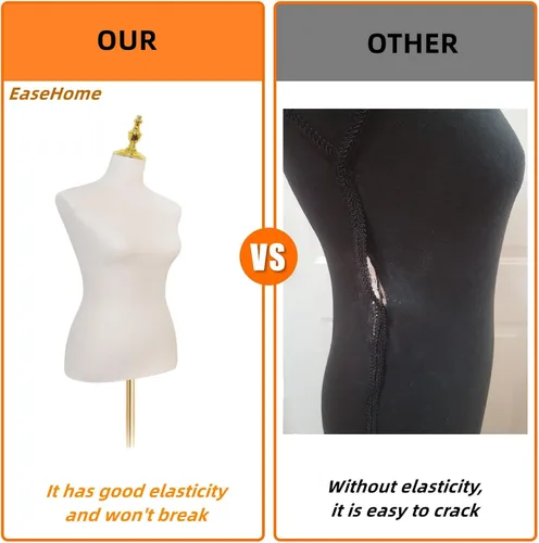 Vista 4 de EaseHome Maniquí de forma de vestido, altura ajustable de 54 a 76 pulgadas, torso de maniquí femenino, soporte de cuerpo con soporte desmontable
