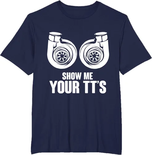 Vista 41 de Funny Show Me Your TT's Twin Turbo Car Racing Camiseta, Negro, S