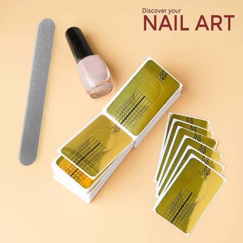 Vista 8 de Formas de Uñas para Constructor de Gel - 100 Piezas Calcomanías Autoadhesivas de Extensión de Uñas para Acrílico, UV y Poly Gel con Guía