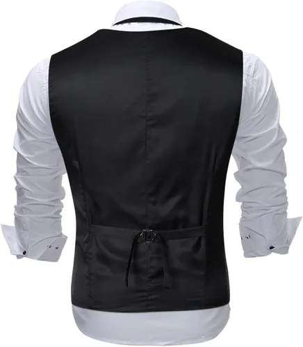 Vista 2 de Cloudstyle Chaleco de vestir con estampado para hombre, ajustado, chaleco formal con botones