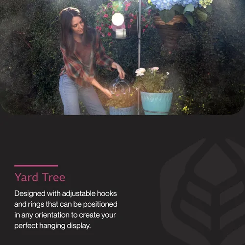 Vista 2 de Yard Butler YT-5 Jardín colgante para árbol de patio, tres ganchos de pastor para colgar plantas al aire libre o interior, dos soportes circulares