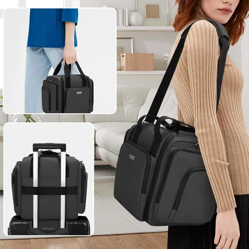 Vista 6 de BAFASO Bolso grande organizador de pastillas con 4 bolsas interiores extraíbles, bolsa de medicina con correa para el hombro (SÓLO LA BOLSA), negro