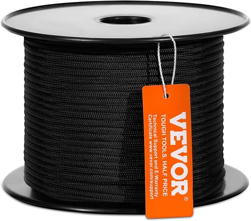 Vista 9 de VEVOR Cuerda de nailon trenzada, 3/16 pulgadas x 250 pies, 32 hebras, 720 LBS de resistencia a la rotura para exteriores, aparejo de árbol arborista