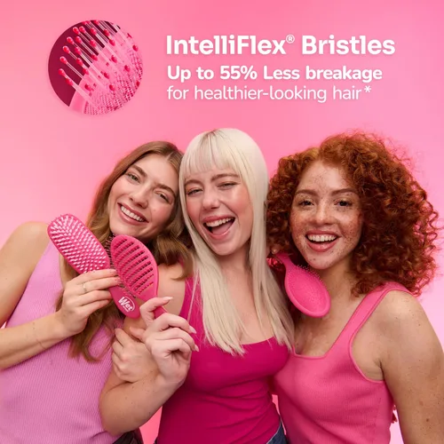 Vista 2 de Wet Brush Peine desenredante fino, morado, cuidado personalizado, todo tipo de cabello, cerdas IntelliFlex ultrasuaves que se deslizan por