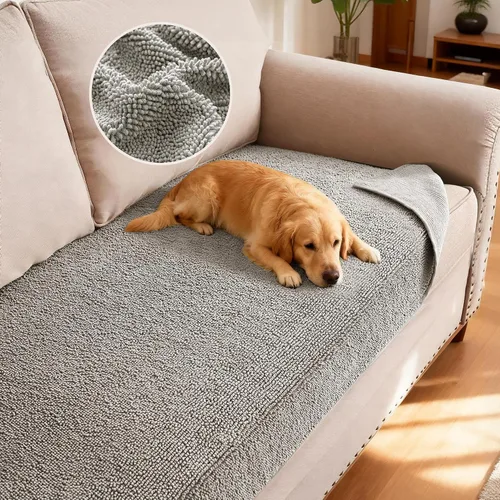 Vista 21 de H.VERSAILTEX Funda Antideslizante para Sofá de Mascotas Protector de Cama de Perro de Chenilla Funda de Sofá Gruesa y Suave Apta para Mascotas
