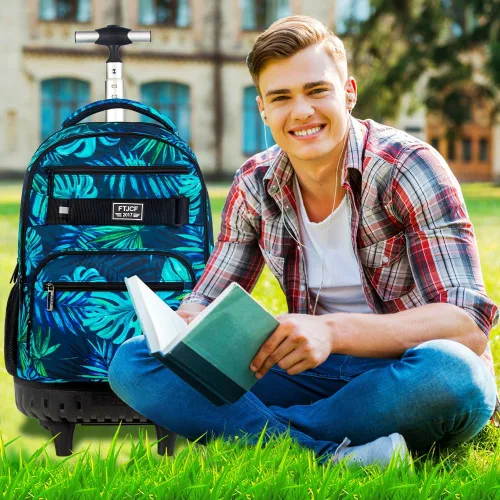 Vista 2 de Mochila con ruedas para mujeres y hombres, bolsa de 21 pulgadas para adultos con ruedas enrollables, juego de bolsa con ruedas para niñas y niños