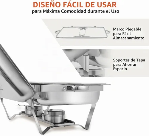 Vista 4 de Paquete de 2 platos de roce para bufé, calentadores de bufé