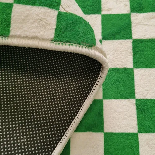 Vista 6 de Alfombra ondulada azul única con diseño de cuadros para sala de estar, extra grande, lavable a máquina, alfombra de pasillo de cocina, alfombra