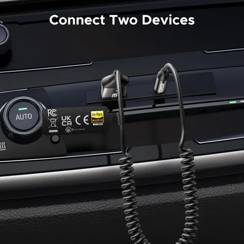 Vista 4 de UGREEN - Receptor de automóvil Bluetooth 6.0 AUX con LDAC, adaptador de audio Bluetooth de 0.1 in, micrófono integrado, enchufar y usar, llamadas