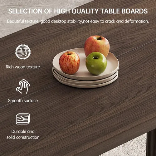 Vista 4 de Juego de mesa de comedor moderna de 5 piezas, mesa de cocina rectangular de roble de 66.9 pulgadas con 4 sillas, mesa de comedor de madera moderna