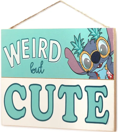 Vista 2 de Disney Lilo and Stitch - Decoración de pared de madera colgante extraña pero bonita Aqua