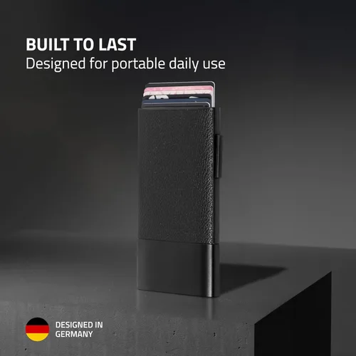 Vista 6 de Fidelo Cartera minimalista para hombre – Soporte delgado para tarjetas de crédito con clip para dinero, bolsillo frontal con bloqueo RFID, Cuero sin