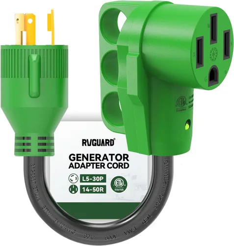 Vista 7 de RVGUARD Cable adaptador de generador RV de 3 clavijas de 30 amperios a 30 amperios de 12 pulgadas STW 10/3, enchufe macho de bloqueo L5-30P a hembra
