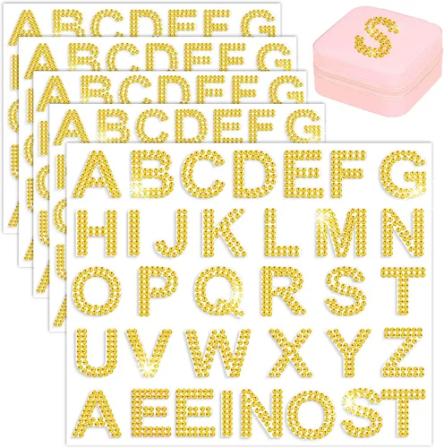 Vista 8 de 170 piezas de pegatinas de letras de diamantes de imitación, 5 hojas, pegatinas autoadhesivas de diamantes con brillo, alfabeto de diamantes de 1.57